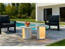 Onza - Outdoor White Medium End Table w/ Solar Light