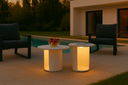 Onza - Outdoor White Medium End Table w/ Solar Light