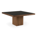 Osuna - Modern Black Glass + Walnut Square Dining Table
