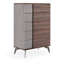 Palermo - Italian Modern Faux Concrete & Noce Bodrum 4-Piece Bedroom Set