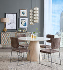 Palm Springs 48" Round Dining Table with White Marble and Whitewash Modern Base, view 4