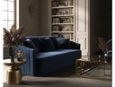 Palomar Modern Blue Velvet & Brass Sofa