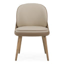 Pangea - Mid-Century Modern Cream & Taupe Vegan Leather + Buckwheat Ash Dining Chair (Set of 2)