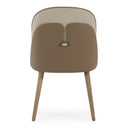 Pangea - Mid-Century Modern Cream & Taupe Vegan Leather + Buckwheat Ash Dining Chair (Set of 2)