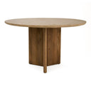 Pawnee - Modern Travertine Marble + Wood Round Dining Table