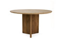 Pawnee - Modern Travertine Marble + Wood Round Dining Table