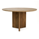 Pawnee - Modern Travertine Marble + Wood Round Dining Table
