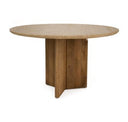 Pawnee - Modern Travertine Marble + Wood Round Coffee Table