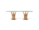 Token Modern Smoked Grey Glass & Rosegold Dining Table