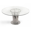 Paxton - Modern Round Glass & Stainless Steel Dining Table