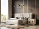 penelope - modern beige velvet bed