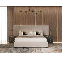 Penelope + Aspen - Modern Beige Velvet + Brown Ash Bedroom Set