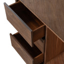 Pilot - Modern Dark Walnut + Beige Leather Desk