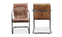 ANSEL ARM CHAIR GRAZED BROWN LEATHER-SET OF TWO