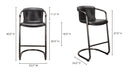 Freeman Barstool Onyx Black Leather - Set Of Two