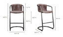 Freeman Barstool Grazed Brown Leather - Set Of Two