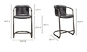 Freeman Counter Stool Onyx Black Leather - Set Of Two
