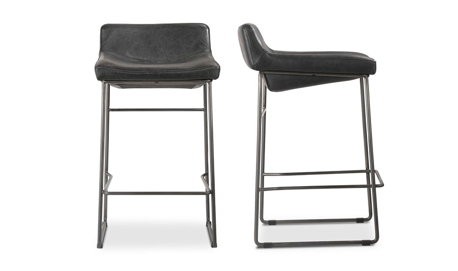 STARLET COUNTER STOOL ONYX BLACK LEATHER -SET OF TWO
