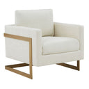 Prince - Contemporary Cream Fabric + Gold Accent Chair