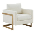 Prince - Contemporary Off White Fabric + Silver Accent Chair