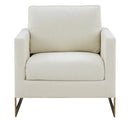 Prince - Contemporary Off White Fabric + Silver Accent Chair