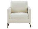 Prince - Contemporary Cream Fabric + Gold Accent Chair