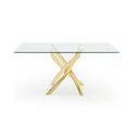 Pyrite Modern Glass and Gold Dining Table