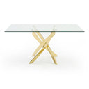 Pyrite Modern Glass and Gold Dining Table