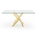 Pyrite Modern Glass and Gold Dining Table