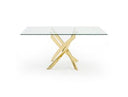 Pyrite Modern Glass and Gold Dining Table