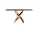 Pyrite - Modern Brown Glass + Rosegold Rectangular Dining Table