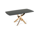 Pyrite - Modern Brown Glass + Rosegold Rectangular Dining Table
