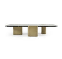 Quest - Modern Black Rose Marble + Antique Brass End Table