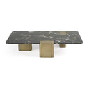 Quest - Modern Black Rose Marble + Antique Brass Coffee Table