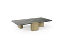 Quest - Modern Black Rose Marble + Antique Brass Coffee Table