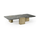 Quest - Modern Black Rose Marble + Antique Brass Console Table