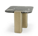 Quest - Modern Black Rose Marble + Antique Brass Console Table