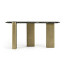 Quest - Modern Black Rose Marble + Antique Brass Console Table