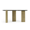 Quest - Modern Black Rose Marble + Antique Brass Console Table
