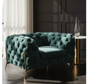 Quincey - Transitional Emerald Green Velvet Loveseat