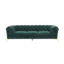 Quincey - Transitional Emerald Green Velvet Loveseat