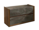 lamont + rado - modern beige fabric + walnut 4-piece bedroom set