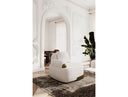 Rainier - Contemporary Off-White Fabric + Antique Brass Accent Chair