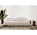 Rainier - Contemporary Off-White Fabric + Antique Brass Bench w/ Tray Table