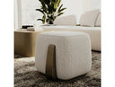 Rainier - Contemporary Off-White Fabric + Antique Brass Ottoman