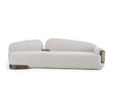Rainier - Contemporary Off-White Fabric + Antique Brass Ottoman
