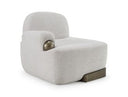 Rainier - Contemporary Off-White Fabric + Antique Brass Accent Chair