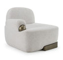 Rainier - Contemporary Off-White Fabric + Antique Brass Ottoman