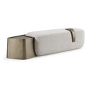 Rainier - Contemporary Off-White Fabric + Antique Brass Ottoman