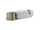 Rainier - Contemporary Off-White Fabric + Antique Brass Bench w/ Tray Table